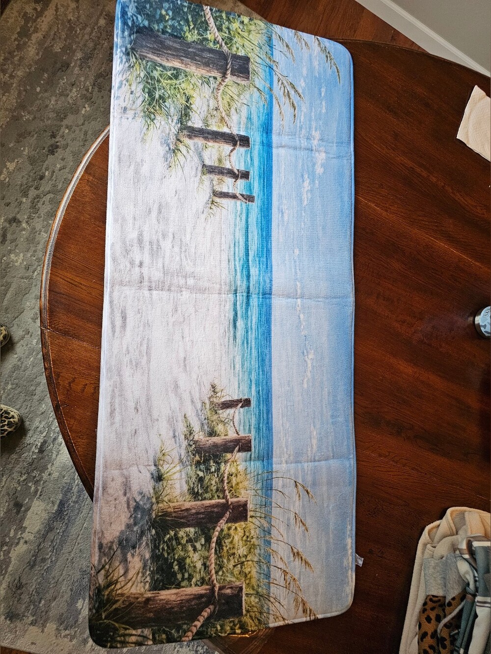 Beach Scene Blue Memory Foam Bath Mat - Unbranded